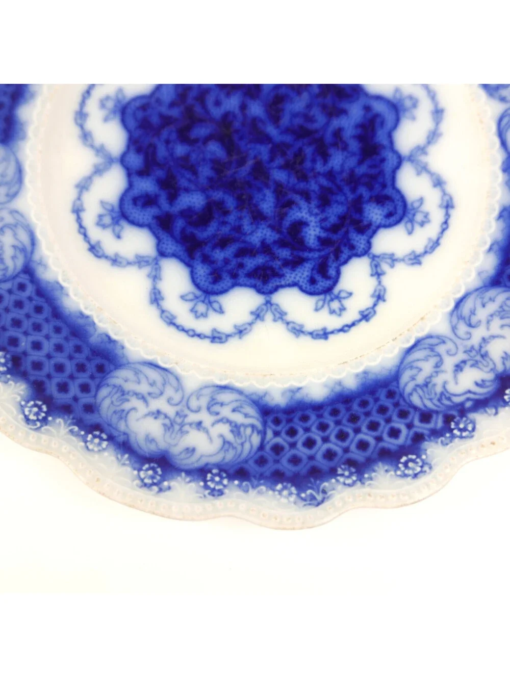 Antique WH Grindley Marlborough No Gold Flow Blue 9” Plate Staffordshire England